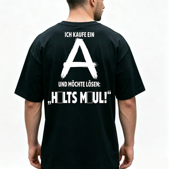 👕50% OFF NOW! Men Urban Streetwear Graphic T-Shirt – Oversized Loose Fit, German Letter Back Print, Breathable Casual Short Sleeve Tee For Daily & Street Style