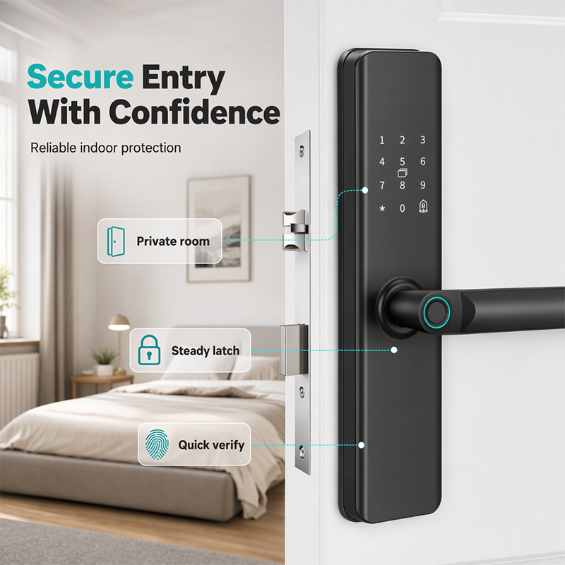 ⏳🔥LIMITED-TIME 50% OFF! ⏰Smart Fingerprint Door Lock for Indoor Wooden Doors No Drilling Needed