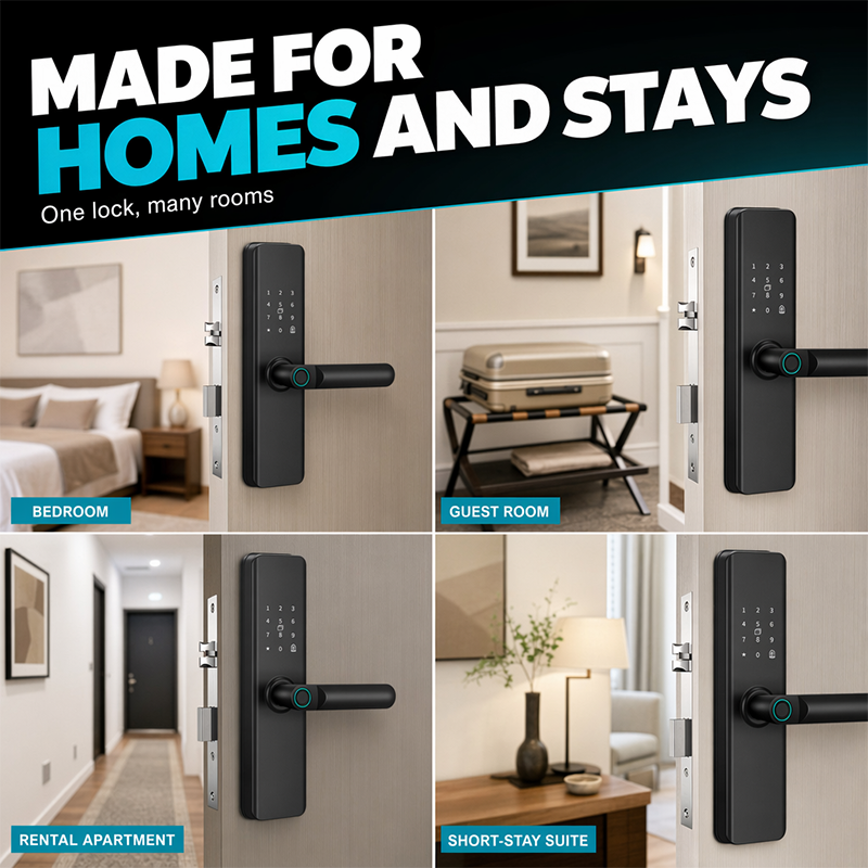 ⏳🔥LIMITED-TIME 50% OFF! ⏰Smart Fingerprint Door Lock for Indoor Wooden Doors No Drilling Needed