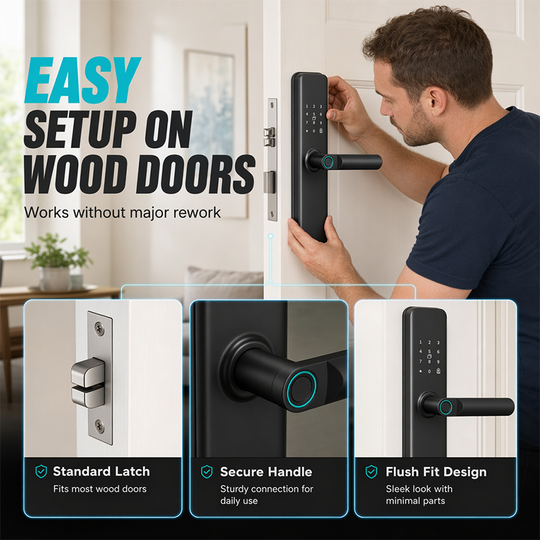 ⏳🔥LIMITED-TIME 50% OFF! ⏰Smart Fingerprint Door Lock for Indoor Wooden Doors No Drilling Needed
