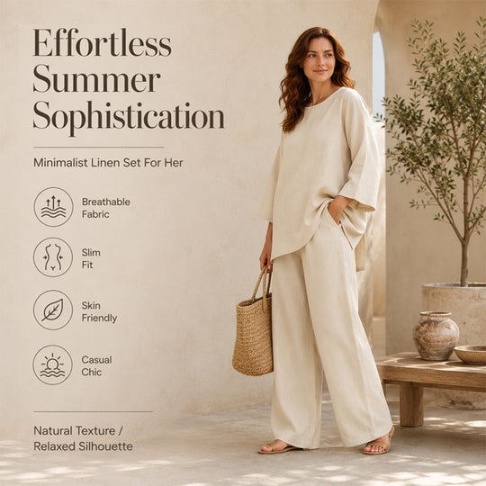🍂 New Arrival ✨ Women’s Linen-Blend 2-Piece Set – Effortless Autumn Style & Everyday Comfort
