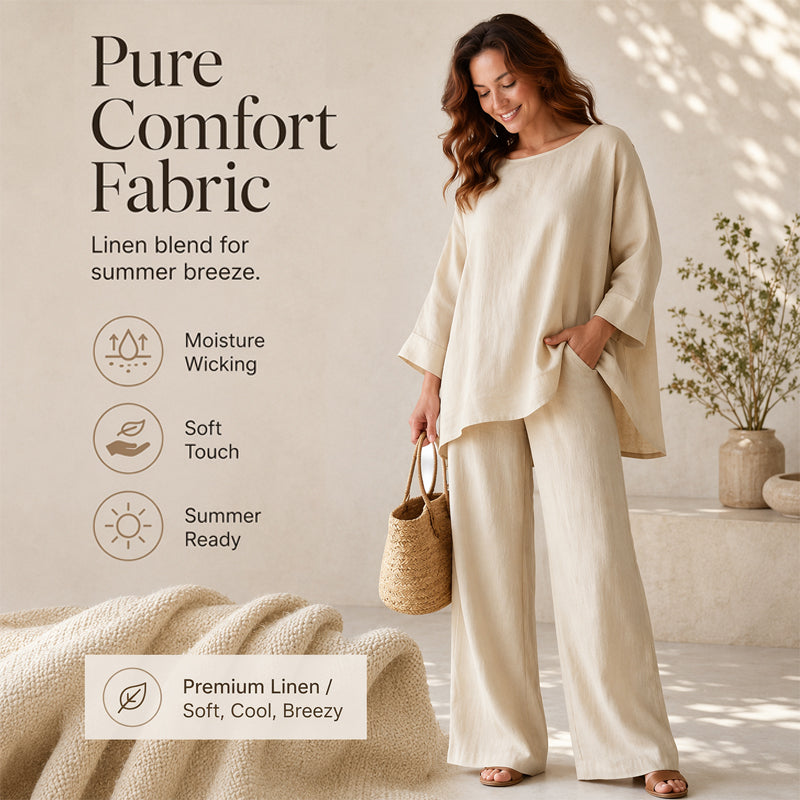 🍂 New Arrival ✨ Women’s Linen-Blend 2-Piece Set – Effortless Autumn Style & Everyday Comfort