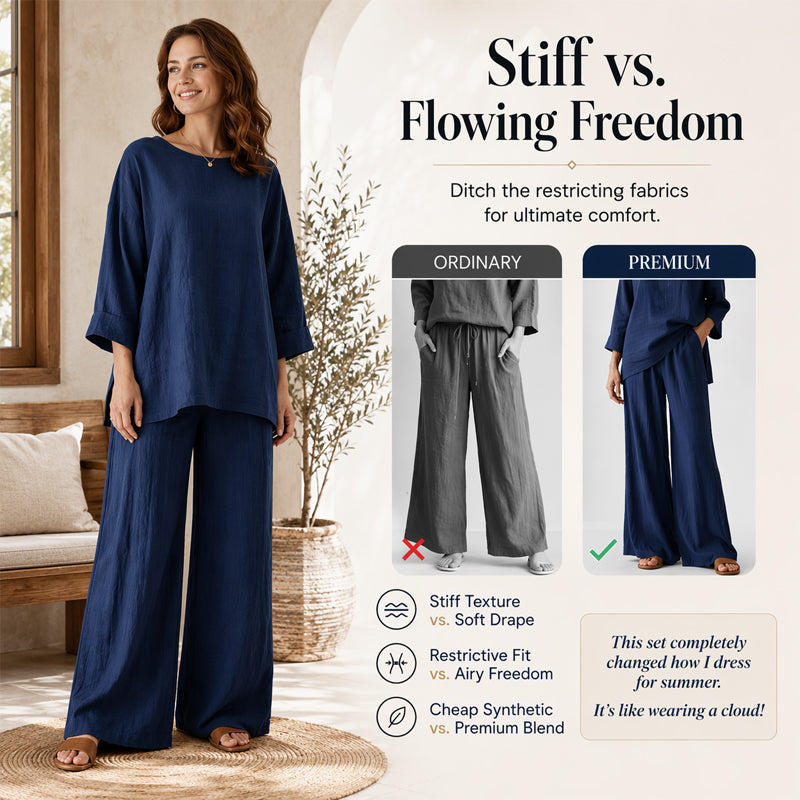 🍂 New Arrival ✨ Women’s Linen-Blend 2-Piece Set – Effortless Autumn Style & Everyday Comfort