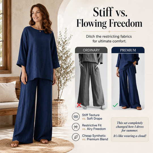 🍂 New Arrival ✨ Women’s Linen-Blend 2-Piece Set – Effortless Autumn Style & Everyday Comfort