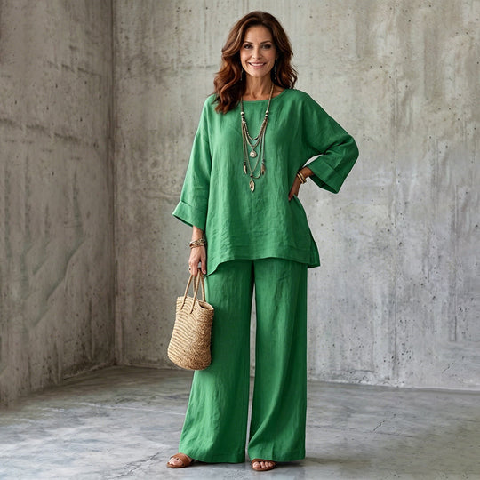 🍂 New Arrival ✨ Women’s Linen-Blend 2-Piece Set – Effortless Autumn Style & Everyday Comfort