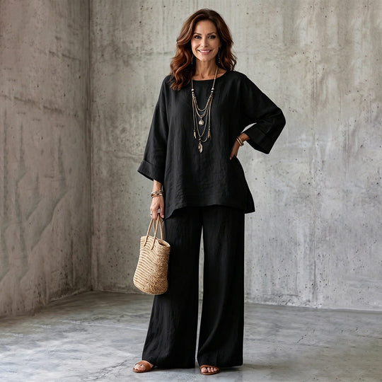🍂 New Arrival ✨ Women’s Linen-Blend 2-Piece Set – Effortless Autumn Style & Everyday Comfort