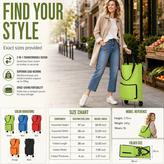 📢📢Limited-Time 40% Off！⏰️Foldable Shopping Trolley Bag