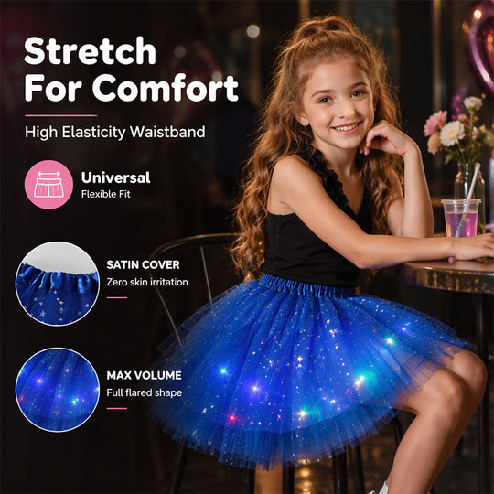 🎁LED Light Up Sequin Tutu Skirt Star Mesh Princess Skirt for Girls and Adults1