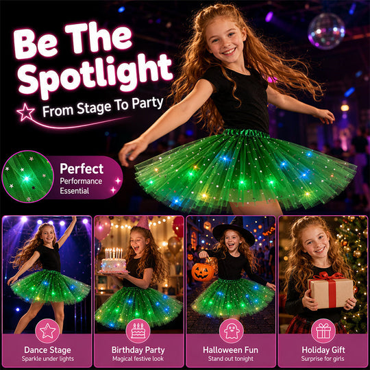 🎁LED Light Up Sequin Tutu Skirt Star Mesh Princess Skirt for Girls and Adults1