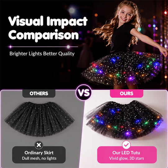🎁LED Light Up Sequin Tutu Skirt Star Mesh Princess Skirt for Girls and Adults1