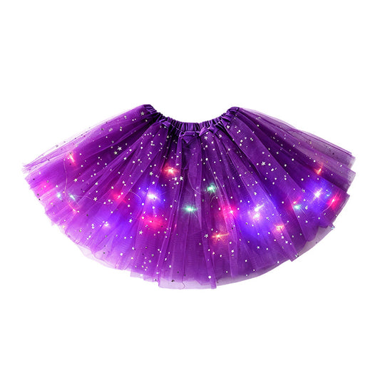 🎁LED Light Up Sequin Tutu Skirt Star Mesh Princess Skirt for Girls and Adults1