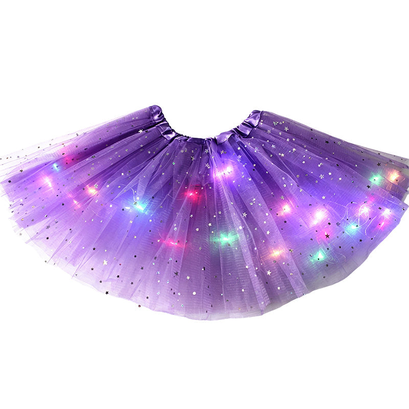 🎁LED Light Up Sequin Tutu Skirt Star Mesh Princess Skirt for Girls and Adults1