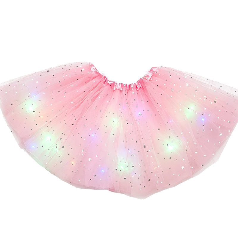 🎁LED Light Up Sequin Tutu Skirt Star Mesh Princess Skirt for Girls and Adults1