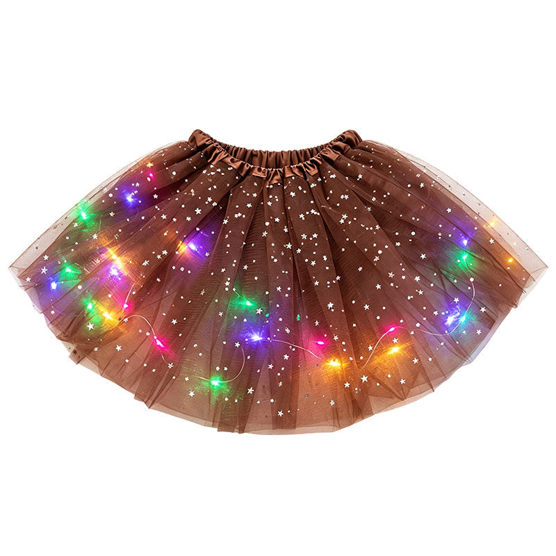 🎁LED Light Up Sequin Tutu Skirt Star Mesh Princess Skirt for Girls and Adults1