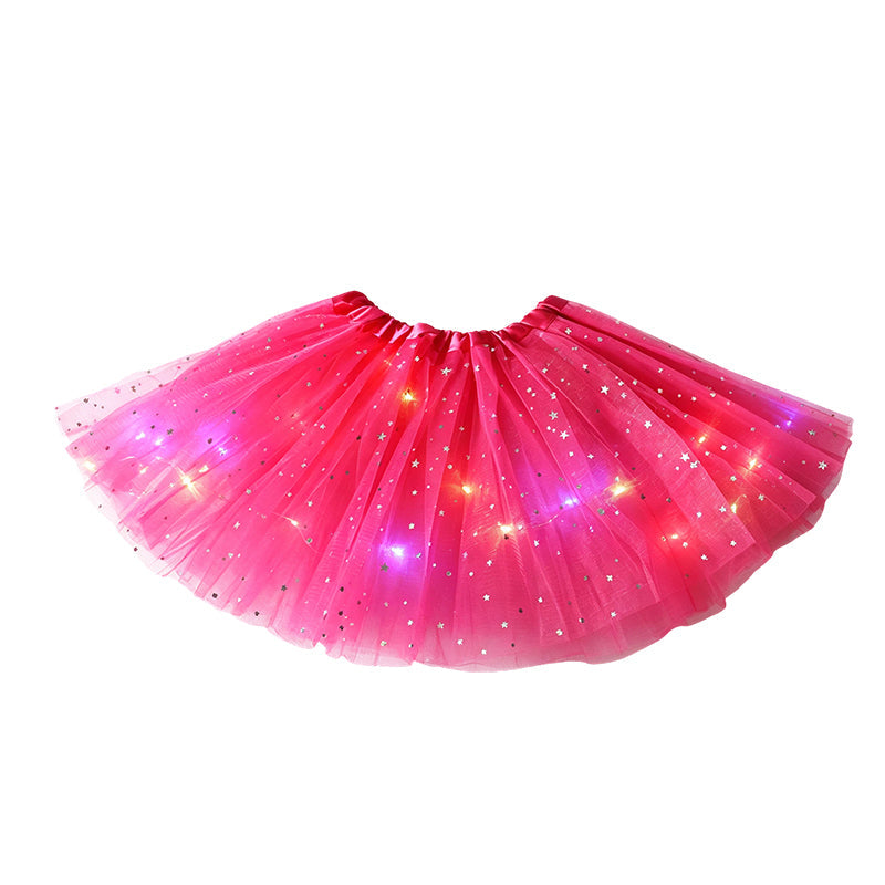 🎁LED Light Up Sequin Tutu Skirt Star Mesh Princess Skirt for Girls and Adults1
