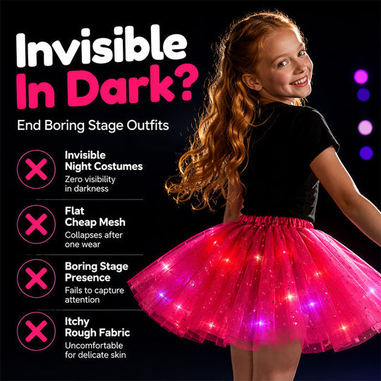 🎁LED Light Up Sequin Tutu Skirt Star Mesh Princess Skirt for Girls and Adults1