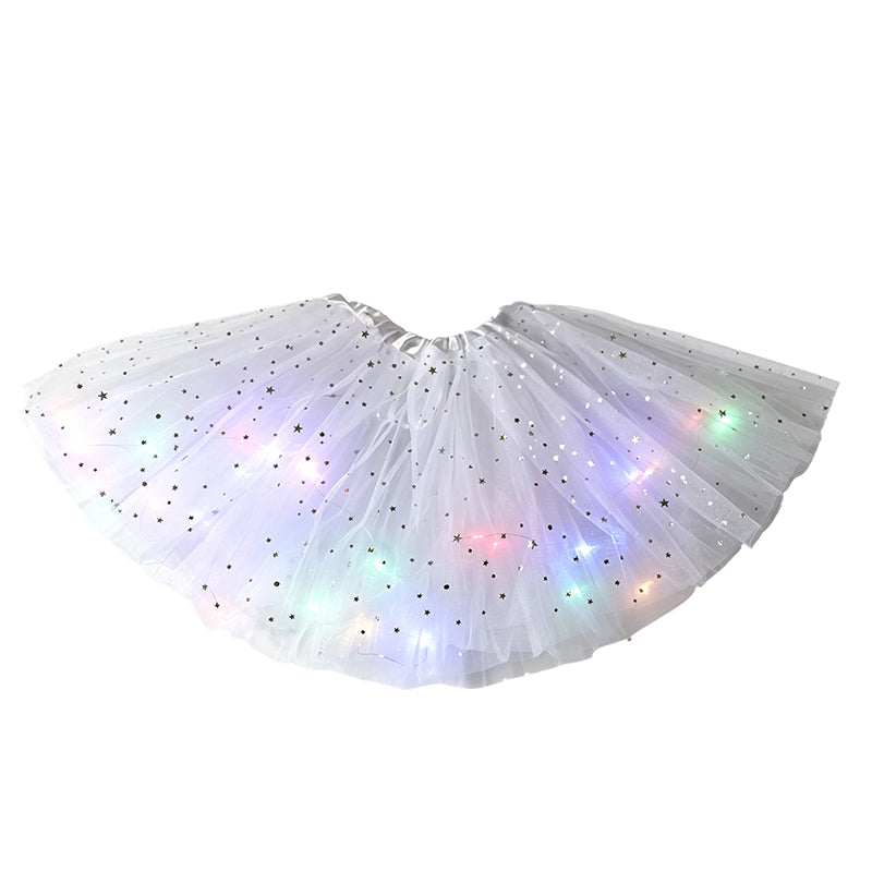 🎁LED Light Up Sequin Tutu Skirt Star Mesh Princess Skirt for Girls and Adults1