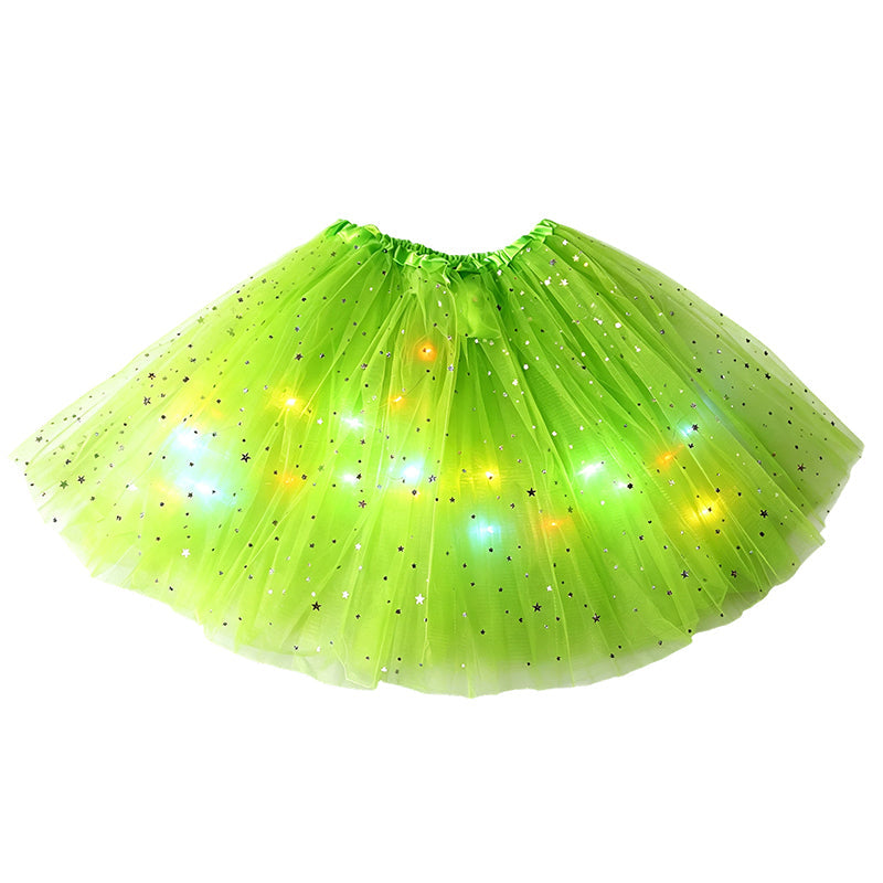 🎁LED Light Up Sequin Tutu Skirt Star Mesh Princess Skirt for Girls and Adults1