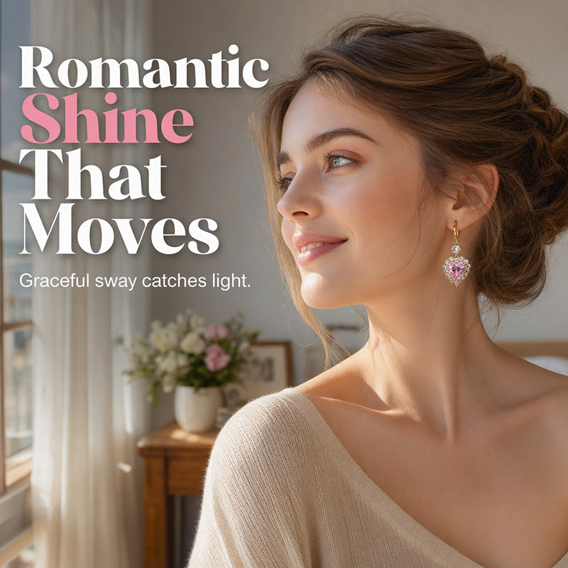🎁2026 New Arrivals 50% OFF💥Sparkling Heart Drop Earrings – Romantic Pink Glow ✨
