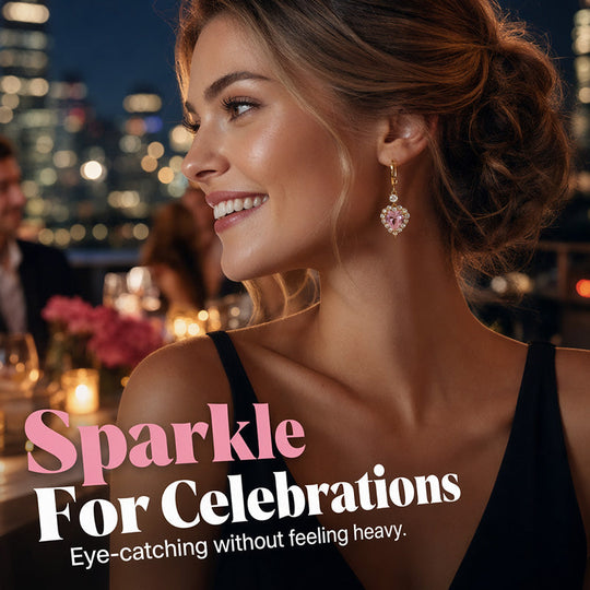 🎁2026 New Arrivals 50% OFF💥Sparkling Heart Drop Earrings – Romantic Pink Glow ✨