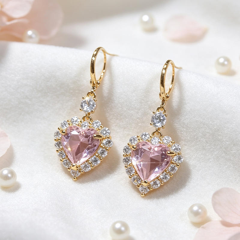 🎁2026 New Arrivals 50% OFF💥Sparkling Heart Drop Earrings – Romantic Pink Glow ✨