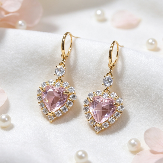 🎁2026 New Arrivals 50% OFF💥Sparkling Heart Drop Earrings – Romantic Pink Glow ✨