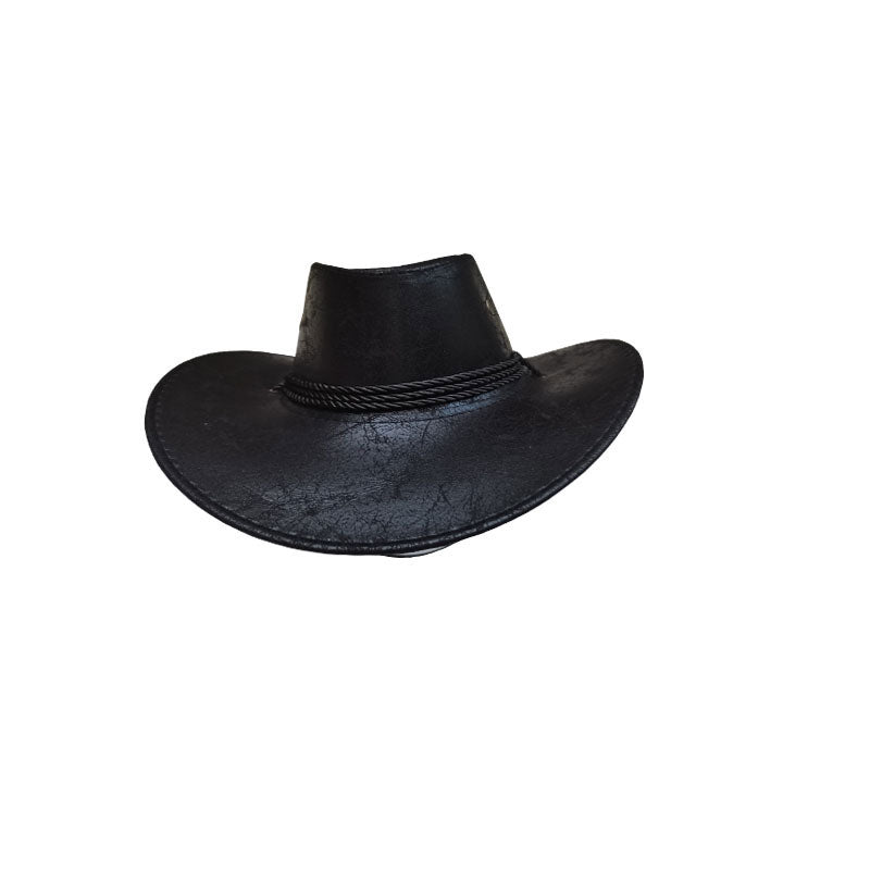 🤠 Vintage Wide Brim Cowboy Hat with Adjustable Strap