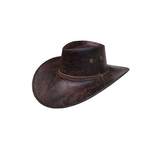 🤠 Vintage Wide Brim Cowboy Hat with Adjustable Strap