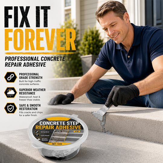 🥳2026 HOT SALE🥳💞50K+ SOLD!🔧🏠 30% OFF! Concrete Step Repair Adhesive – Permanently bonds cracked stairs & walkways. Weatherproof – resists heat, ice & rain. Walk safely again! 🛡️✨