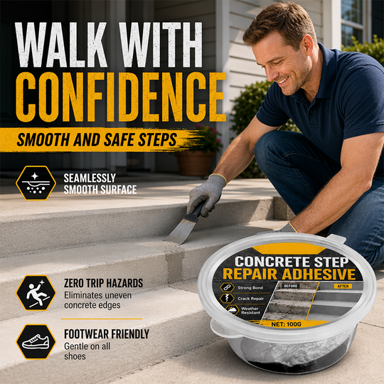 🥳2026 HOT SALE🥳💞50K+ SOLD!🔧🏠 30% OFF! Concrete Step Repair Adhesive – Permanently bonds cracked stairs & walkways. Weatherproof – resists heat, ice & rain. Walk safely again! 🛡️✨