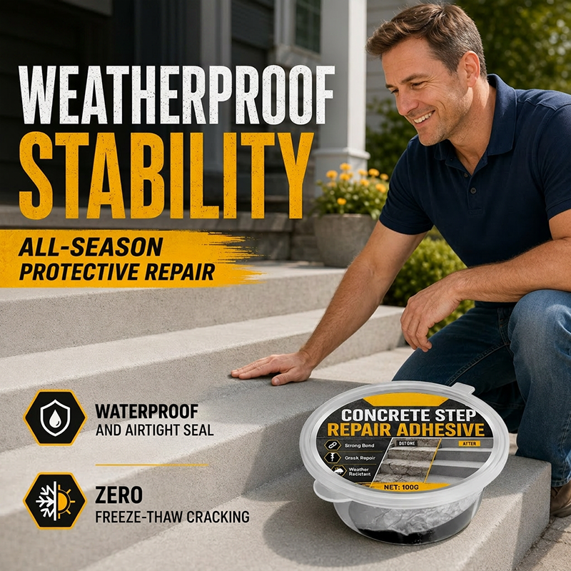 🥳2026 HOT SALE🥳💞50K+ SOLD!🔧🏠 30% OFF! Concrete Step Repair Adhesive – Permanently bonds cracked stairs & walkways. Weatherproof – resists heat, ice & rain. Walk safely again! 🛡️✨