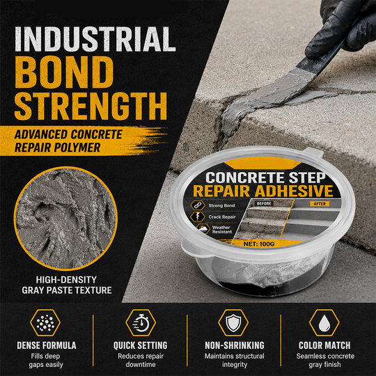 🥳2026 HOT SALE🥳💞50K+ SOLD!🔧🏠 30% OFF! Concrete Step Repair Adhesive – Permanently bonds cracked stairs & walkways. Weatherproof – resists heat, ice & rain. Walk safely again! 🛡️✨