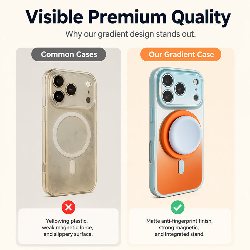 📱 50% OFF NOW! 🧲 Magnetic Gradient Phone Case with Built-in Stand – Strong magnet, gradient design & adjustable stand – Perfect for hands-free viewing & daily protection ✨