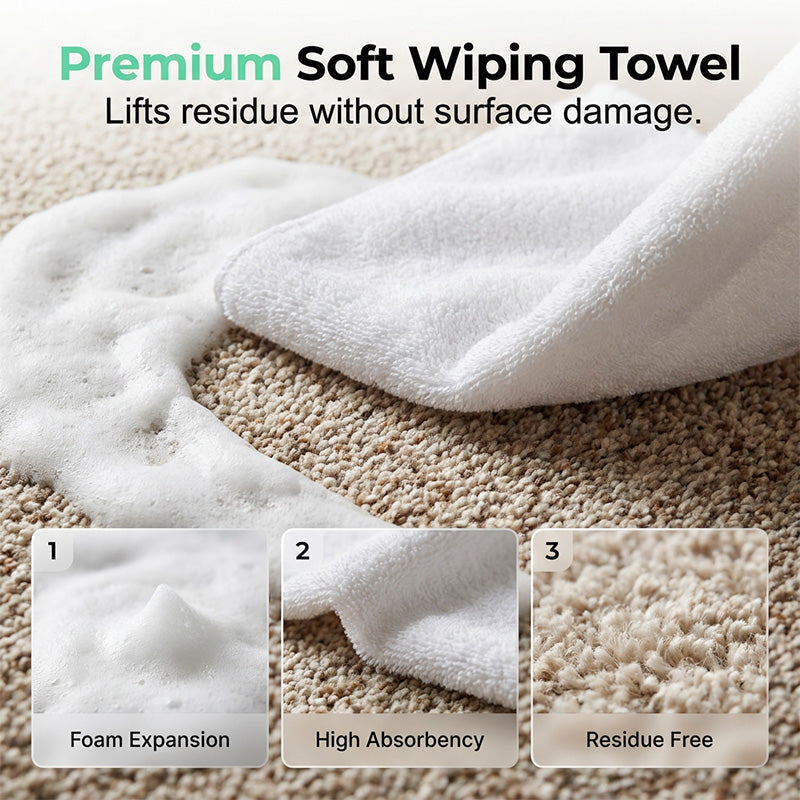 🧹🔥LIMITED TIME 50% OFF! Waterless Carpet Foam Stain Remover, No-Rinse Fabric Cleaning Foam with Free Cleaning Towel for Carpet, Sofa, Mattress, Car Upholstery