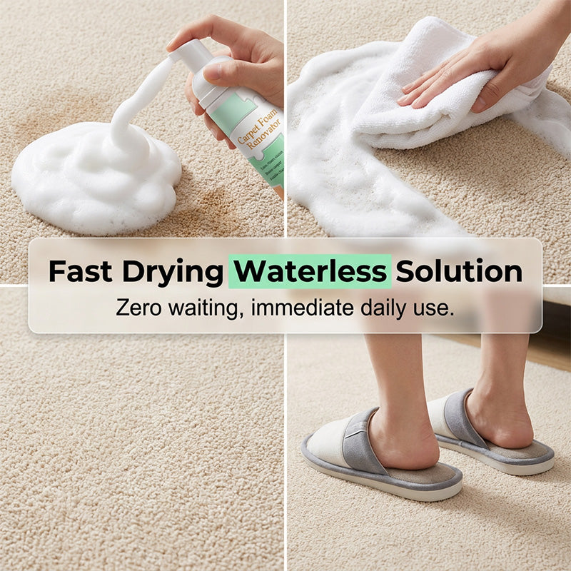 🧹🔥LIMITED TIME 50% OFF! Waterless Carpet Foam Stain Remover, No-Rinse Fabric Cleaning Foam with Free Cleaning Towel for Carpet, Sofa, Mattress, Car Upholstery
