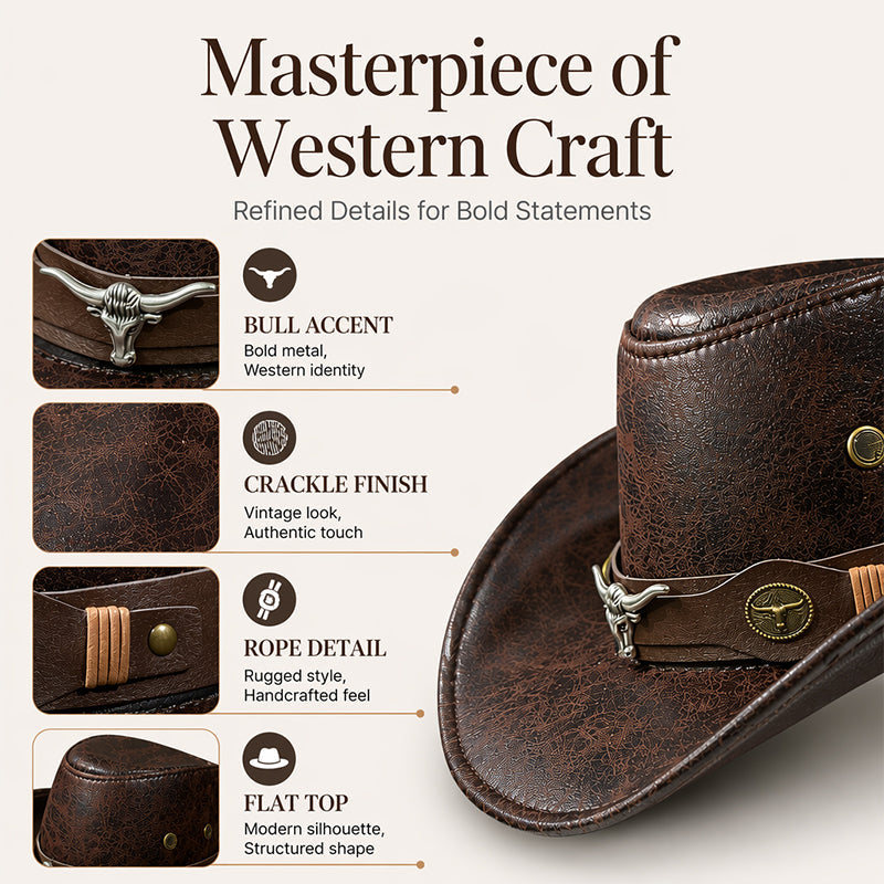🎁 2026 New Arrivals 40% OFF 💥 Vintage Wide-Brim Cowboy Hat with Adjustable Strap – Timeless Western Style & Perfect Sun Protection 🌵✨