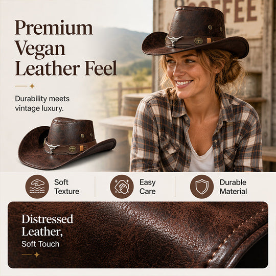 🎁 2026 New Arrivals 40% OFF 💥 Vintage Wide-Brim Cowboy Hat with Adjustable Strap – Timeless Western Style & Perfect Sun Protection 🌵✨
