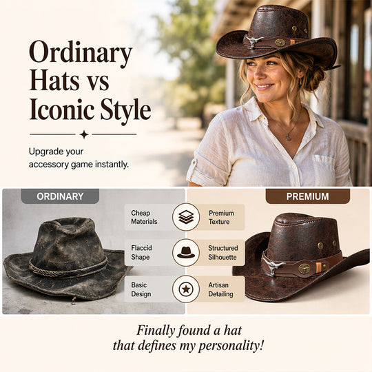 🎁 2026 New Arrivals 40% OFF 💥 Vintage Wide-Brim Cowboy Hat with Adjustable Strap – Timeless Western Style & Perfect Sun Protection 🌵✨