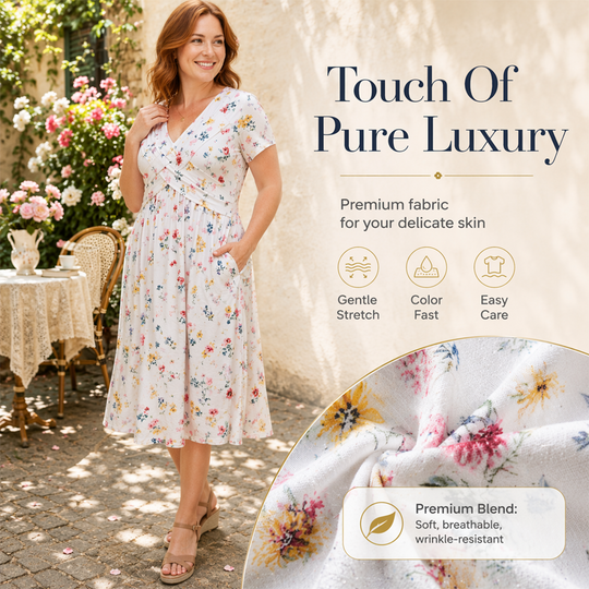 💃2026 Summer Hot Sale 70% OFF🌿⏳Women's V-Neck Floral Print Dress with Twist Waist
