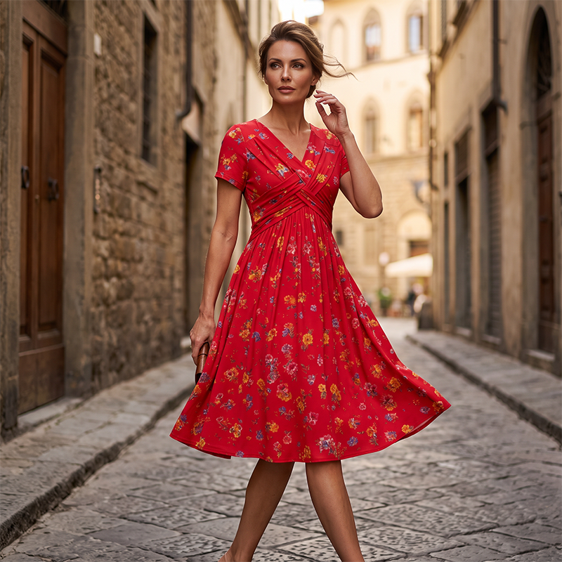 💃2026 Summer Hot Sale 70% OFF🌿⏳Women's V-Neck Floral Print Dress with Twist Waist