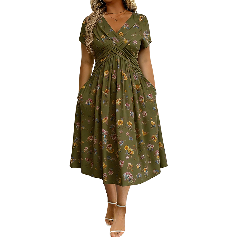 💃2026 Summer Hot Sale 70% OFF🌿⏳Women's V-Neck Floral Print Dress with Twist Waist