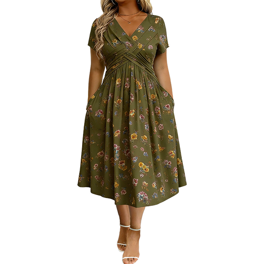 💃2026 Summer Hot Sale 70% OFF🌿⏳Women's V-Neck Floral Print Dress with Twist Waist