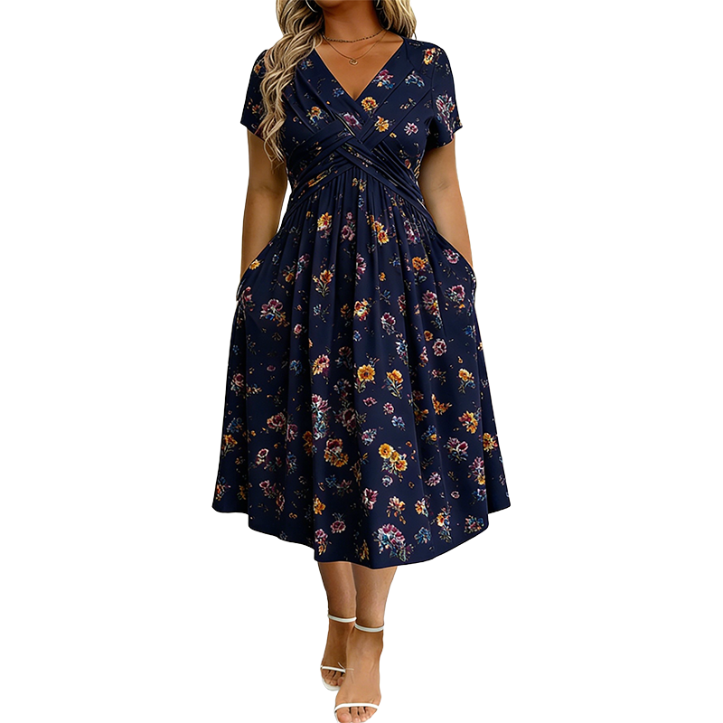 💃2026 Summer Hot Sale 70% OFF🌿⏳Women's V-Neck Floral Print Dress with Twist Waist