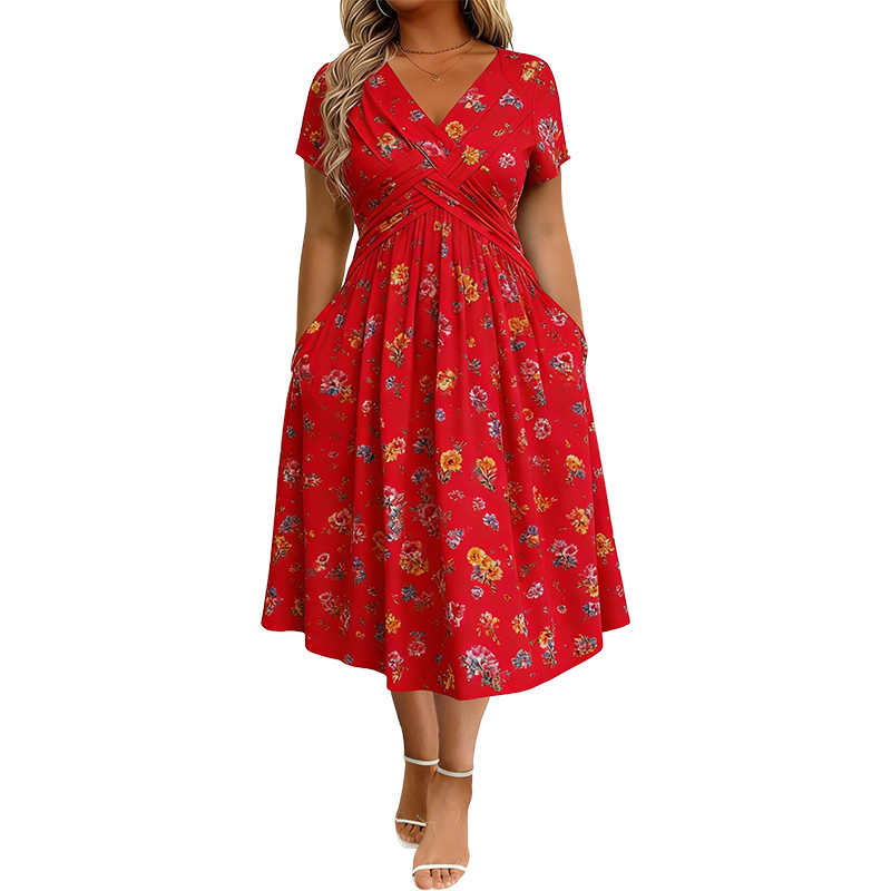 💃2026 Summer Hot Sale 70% OFF🌿⏳Women's V-Neck Floral Print Dress with Twist Waist
