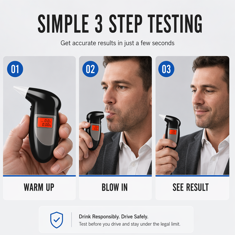 🔥 50% OFF 🔥 Portable Breathalyzer for Personal Use – Accurate BAC Tester with Rapid Response, Ergonomic Design, and Reliable ABS Build – Ideal for Responsible Drinking