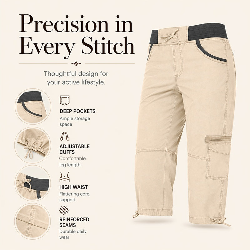 ❤️‍🔥50% OFF NOW !🌸Women's High-Waist Cargo Capri Pants with Pockets