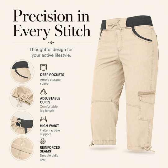 ❤️‍🔥50% OFF NOW !🌸Women's High-Waist Cargo Capri Pants with Pockets