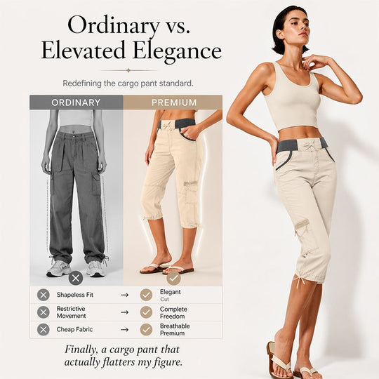 ❤️‍🔥50% OFF NOW !🌸Women's High-Waist Cargo Capri Pants with Pockets