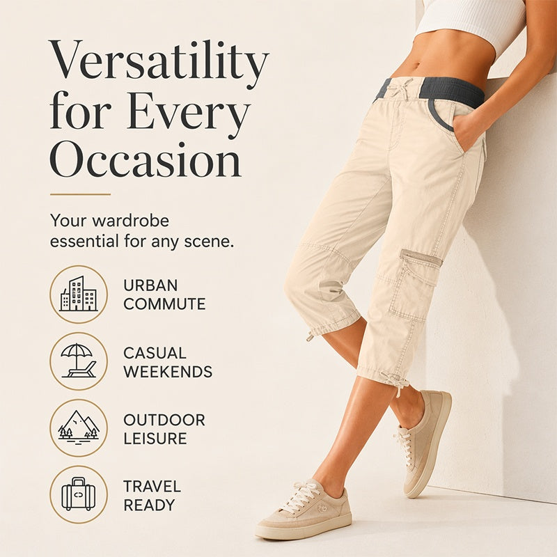 ❤️‍🔥50% OFF NOW !🌸Women's High-Waist Cargo Capri Pants with Pockets
