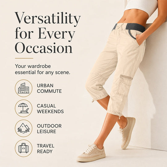 ❤️‍🔥50% OFF NOW !🌸Women's High-Waist Cargo Capri Pants with Pockets